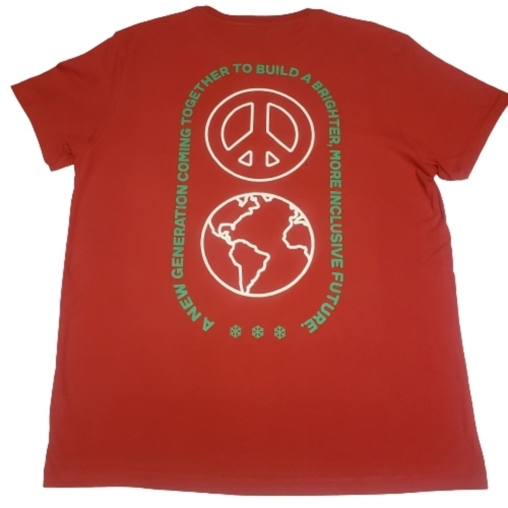 Aeropostale Christmas‎ Peace T Shirt Size L Crew Neck Unisex Holiday Red NWT
